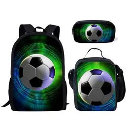 Sacos escolares engraçado bola de futebol 3d impressão moda mochila com lápis caso 3 peças conjunto para adolescentes crianças meninos casual mochila almoço mochila 230907