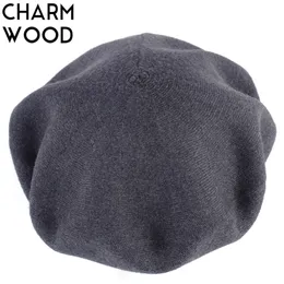 Berets Women Cashmere Autumn Wool dzianin Buret dla francuskiej artystki ciepły soft futra czapka maska ​​GS106C 230907