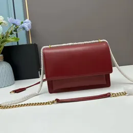 AAAAA Messenger Bag Sunset Bag Bolso todo en uno Bolso tipo concha de cuero crudo Bolso de hombro de diseñador de alta calidad para mujer Bolso cruzado de lujo a la moda Monedero con cadena