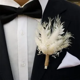 Flores decorativas mini pampas arranjo buquê seco boutonniere conjunto de 2 peças boêmio rústico vintage casamento padrinhos decoração masculina