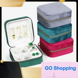 All-match Creative Portable Accessories Storage Box Rings Ear Studs Necklace Velvet Jewelry Box Travel Mini Jewelry Zipper Bags