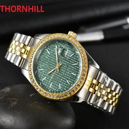 패션 풀 다이아몬드 다이얼 링 남성 여성 시계 40mm 스테인리스 스틸 최고 품질 애호가 시계 맨 쿼츠 럭셔리 비즈니스 클래식 클래식 246Z
