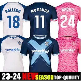 23 24 CD Tenerife Mens Soccer Jerseys 2023 2024 RUBEN BORJA GARCES MO DAUDA MICHEL SHASHOUA ELADY MELLOT ENRIC GALLEGO Centennial Football Shirt Uniforms