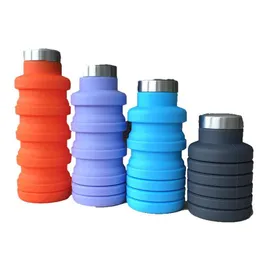 Water Bottles Portable Retractable Sile Bottle 500Ml Foldable Eco Friendly Kettle Mtifunctional Outdoor Sports Travel Drinki Dhgarden Dhcqc