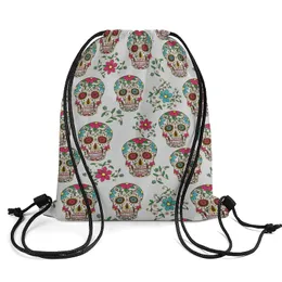 Gift Wrap Day of the Dead Colorf Sugar Skl DString ryggsäck Hållbara cinchväska Strängväskor Sackpack för Gym Shop Sport Yoga Drop Deliv Otu7L