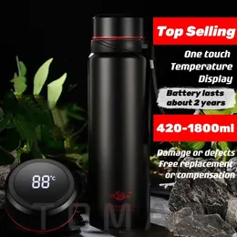 Water Bottles Large Capacity 304 Stainless Steel Vacuum Flask Thermal Bottle for Coffee With Optional LED Portable and Ideal Dropship 230908