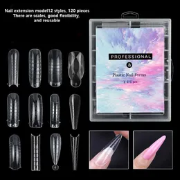 FALSE NAILS 120st Box Nail Art UV Extend Gel Extension Tool Quick Building Mold Tips Dual Forms Finger 230908