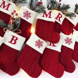 クリスマスの装飾アルファベット編み靴下ホームナビダッドノエル2024クリスマスギフト230907のための木の飾り