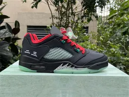 Clot x 5 Low Jade Shoes Black Classic Jade Fire Red Metallic Silver Men Women Outdoor Sports 5S Sneakers With Original Box US4-13