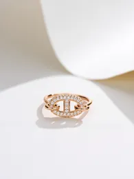 جودة فاخرة S925 Silver with Diamond H Design Charm Punk Band Band Ring في 18K Rose Gold Plated Box Box PS7635B