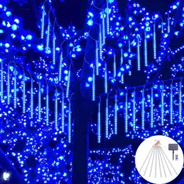 Solar Meteor Shower Rain Lights Waterproof Falling Raindrop Fairy String Light for Christmas Holiday Party Patio Decor