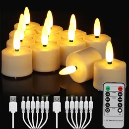 Candles wiederaufladbare Teelichter mit Timer Remote Flackern Flame Year Led Home Decoration für Halloween Weihnachten 230907