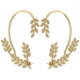 Studörhängen Zhukou Gold Color Leaf Stor TASSEL CZ CRYSTAL Fashion Jewelry Wholesale VE621