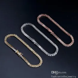 Tenis bilezik tasarımcısı elmas bilezikler kadınlar için lüks mücevher hediyesi 3 4 5 6 mm 7 8 inç moda moissanite beyaz altın zirkon 303t