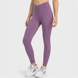 Женские штаны для йоги, спортивные леггинсы с перекрещенной талией, двусторонние сумки без Т-образной формы, высокоэластичные укороченные брюки на бедрах306Q