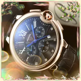 Słynne luksusowe modne kryształowe zegarki 43 mm kwarc oryginalny skórzany pasek stopwatch klasyczny atmosfera zegarowy stół