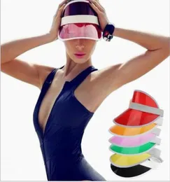 태양 바이저 선비 파티 파티 모자 명확한 플라스틱 캡 투명 PVC 태양 모자 선 스크린 모자 테니스 해변 탄성 모자 7607616