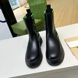 Nowa marka jesień i zimowa marka damska projektant mody g rodziny grube w kolorze, oryginalne skórzane czarne buty martin buty długie rękawy skórzane buty 35-41