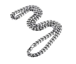 Moda masculina link chain colares gelado hip hop jóias 19 polegadas 21 polegadas moda aço inoxidável prata miami correntes cubanas para homens 7534450