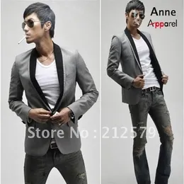 Whole- Gray suits black collars Casual suit jacket Men's Slim Coats cheap whole Drop support242l
