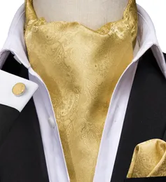 Fast Ascot Men039s klassische gelbe Paisley-Krawatte, Vintage-Ascot-Taschentuch, Manschettenknöpfe, Krawatten-Set für Herren-Hochzeit, Par9890229