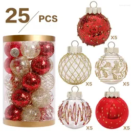 パーティーデコレーション6cm 25pcsクリスマスデコレーションレッドゴールドブティックペットペイントペイントボールセット木の装飾