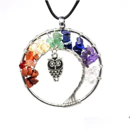 Pingente colares criativo coruja colar natural cristal cascalho moda acessórios presente de natal gota entrega jóias penda dhgarden dhjnj