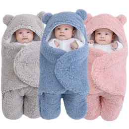 Sleeping Bags Kantong Tidur Bayi Baru Lahir Selimut Bungkus Lembut Amplop untuk Kain Bulu Tebal 0 6 Bulan 230907