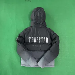 Men's Down Parkas New Trapstar Gradient Black Grey Hooded High Street Fashion Brand Coat Couple Cotton Dress Trends