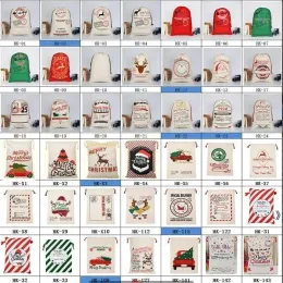 Christmas Decorations Christmas bags Large Canvas Santa Claus Drawstring Bag With Reindeers Xmas Gifts 908