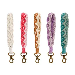 Keychains Lanyards Hand Woven Keychain Fashion Flower Wrist Car Key Keyring Pendant Drop Delivery Accessories Dhgarden Dhest