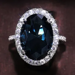 Solitaire Ring Huitan Charming Blue CZ Rings Rings Accessories Plate Bling Rameful Bridal Ring العصرية المجوهرات الجملة 230907