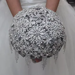 Kwiaty ślubne Crystal bukiet ślubny de Mariage luksusowe kwiatowe butukiety Bling Rhinestone Custom