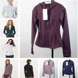 LU-2027 chaqueta con cremallera superior traje con capucha ropa de yoga sudaderas de manga larga con agujero para el pulgar chaqueta para correr lu mujeres slim fitn2633