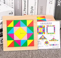 Puzzle in legno Giocattoli Puzzle da tavolo Tangram Colore Kid Creativo Giocattolo fai da te Puzzle 3D Kit modello Puzzle magico Giocattolo fidget Piega giocattoli per bambini Borsa geometrica Puzzle Regalo di Natale