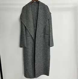 Jesienna i zimowa lapowa seria wełny dwustronna wełniana szalik+długi płaszcz wełniany płaszcz
