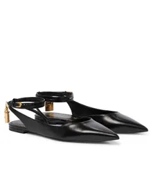 Tom Fords Tomxford Präfekte beliebte Marken Sandalen Schuhe Vorhängeschloss pointe nackte Frauen Slingback Luxusdesigner Lady Low-Heeled Party Hochzeitspunkte Zehenpumpen