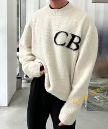 Men's Sweaters Huruf Jacquard Sweter Kebesaran Pria Wanita Kualitas Tinggi Kerah O Cole Buxton Rajut 230907