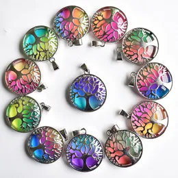 Multicolored Glass Crystal Tree of Life Round Shaped Charm Pendant for diy Jewelry making necklace