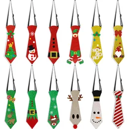 Jul Tie Red Green Santa Claus Snowman Tree Print Neck Ties For Men Christmas Party Neck Ties Festival Accessories