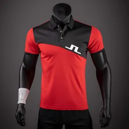 Męskie polo J Lindeberg Golf Fashion Polo Shirt krótkie rękawowe letni paski patchwork nadruk swobodny oddychanie Mężczyźni 230907