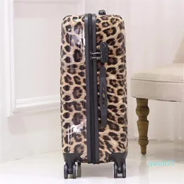 Bavullar Moda Arabası Bavul Zebra Leopar Baskı Unisex Haddeleme Bagajı Seyahat Çantaları Tekerlek