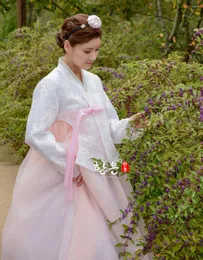 Повседневные платья, женское корейское платье ханбок, костюм для этнических танцев, традиционный кружевной костюм с длинными рукавами для косплея