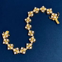 Nuovo design in metallo X carattere croce braccialetto da donna moda diamanti pieni di lusso oro 18 carati collana di cristallo da sposa gioielli di design TN02