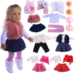 Puppen Weste T-Shirts Röcke und Leggings für 1618 Zoll Mädchen 43 cm geborene Babykleidung Artikel Unsere Generation Spielzeug für Mädchen 230908