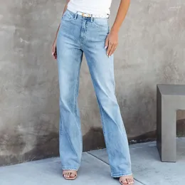 Women's Jeans 2023 Wash Fashion Versatile Mid-rise Denim Straight Pants Long