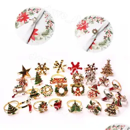 Napkin Rings Fashion Christmas Alloy Cartoon Bell Snowflake Elk El Decoration Diamond Napkins Holders Drop Delivery Home Gar Dhgarden Dhhxv