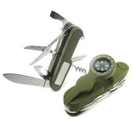 Party Favor Mtifunctional Outdoor Tool Bottle Opener Keychain Portable Cam Compass Stainless Steel Scissors With Light Drop Dhgarden Dhihl