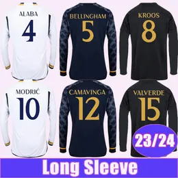 23 24 Modric Camavinga Mens Long Sleeves Soccer Jerseys Alaba Vini Jr. KROOS RODRYGO VALVERDE Tchouameni Home Away Third Football Dorts