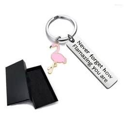 Keychains Motivational Flamingo Keychain Glöm aldrig hur flamazing du är Round Key Ring Fred222617